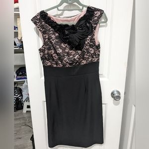 Pink and black lace dress